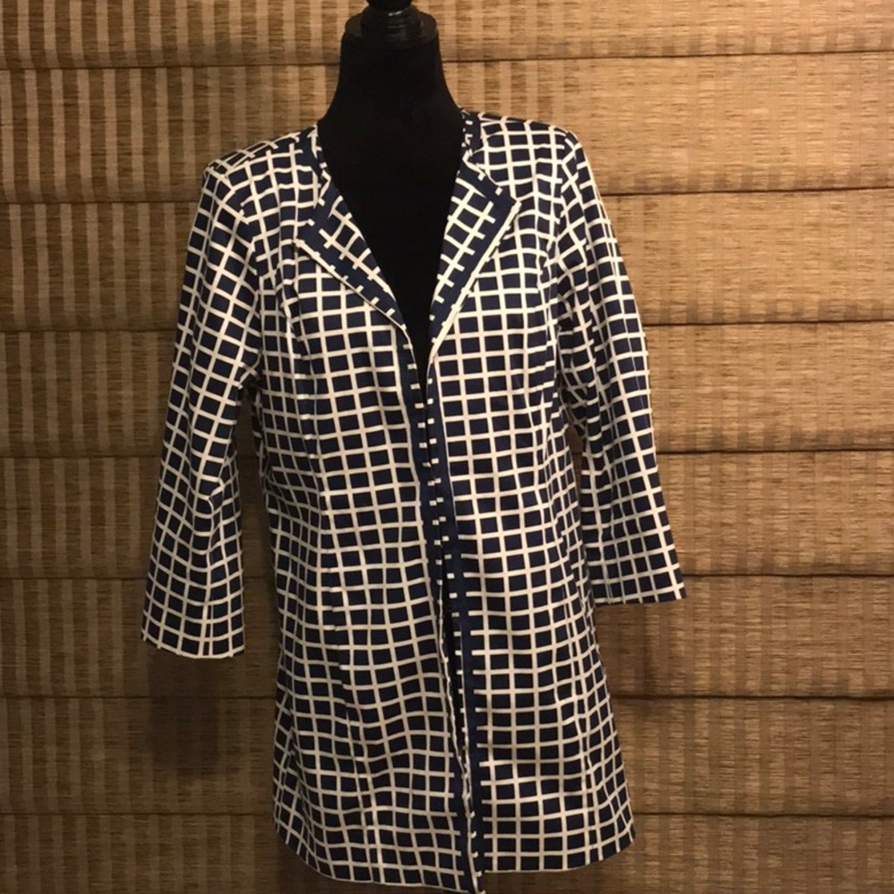 Navy windowpane blazer by Dennis Basso, size M